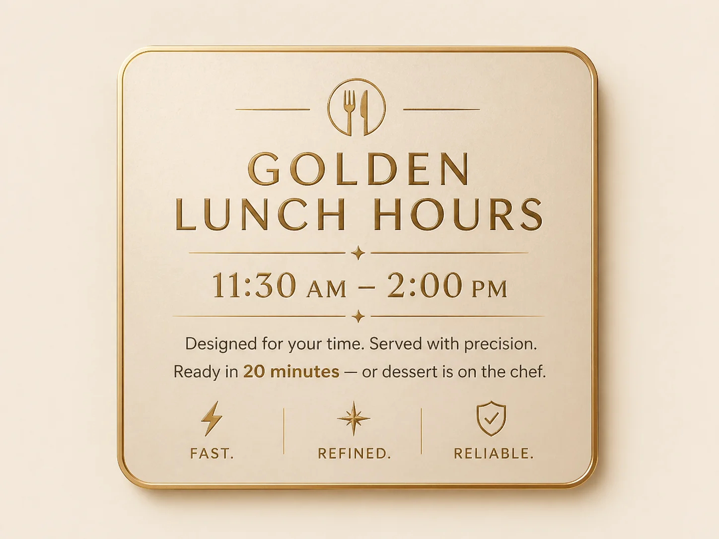 Golden Lunch Hours 11:30am - 2:00pm